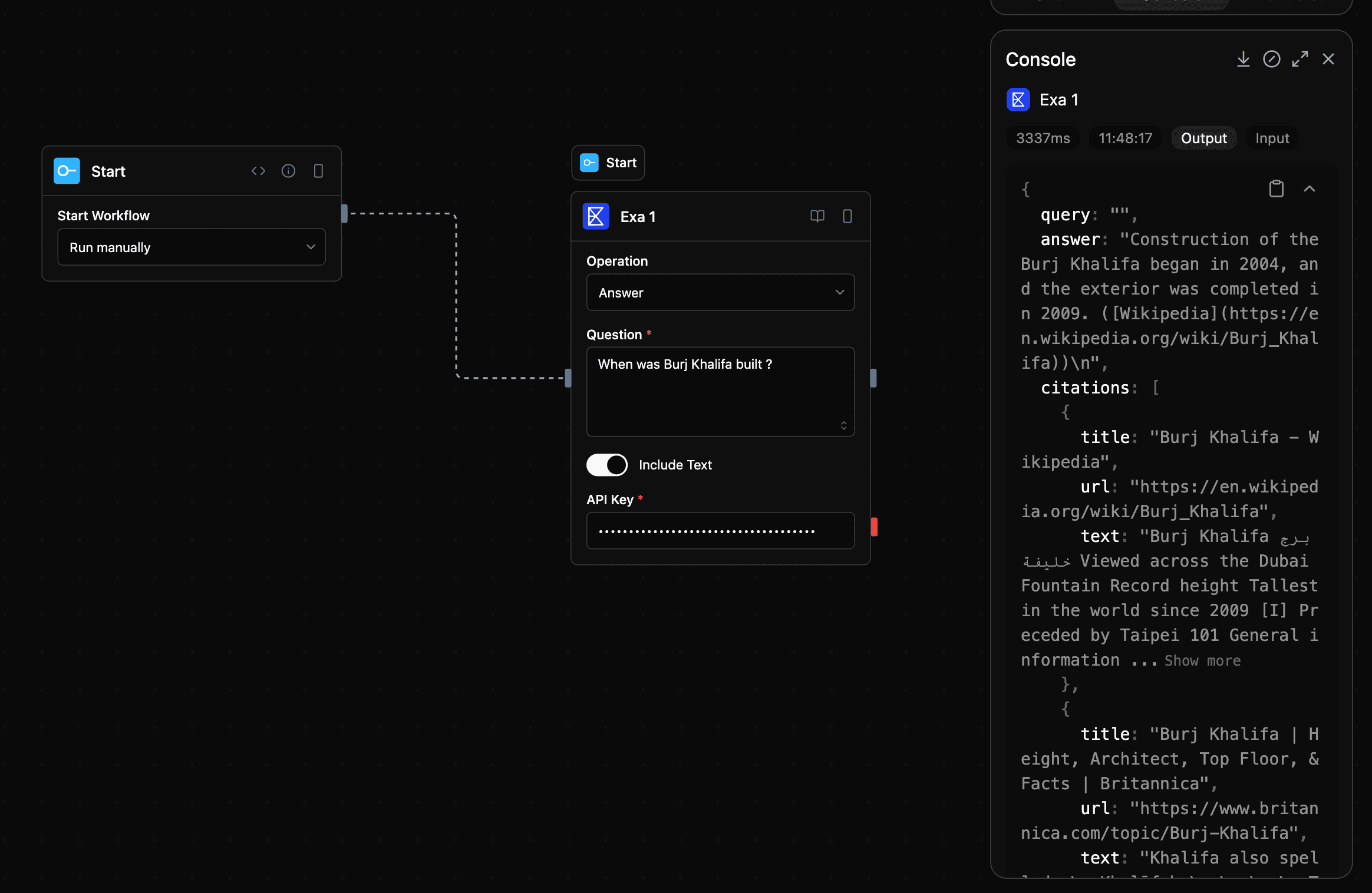 Exa block screenshot